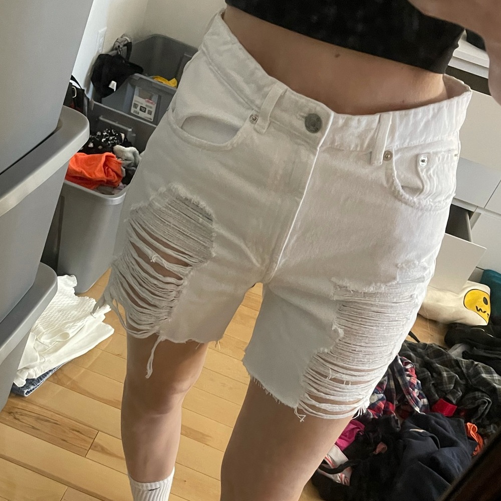 zara white denim shorts
